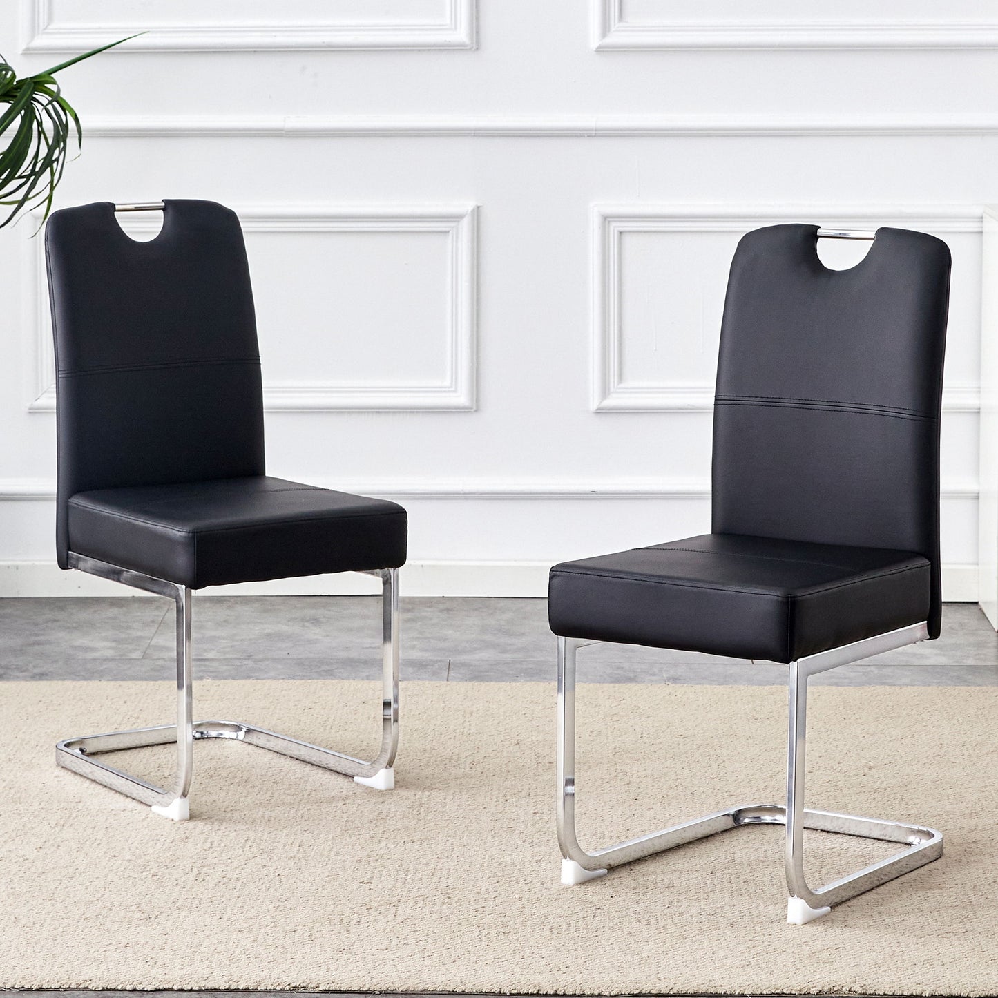 (Set of 4) Thickened Dining Chairs With Built In Spring Packages And Ergonomic Design Perfectly Blending Comfort And Elegance - Black