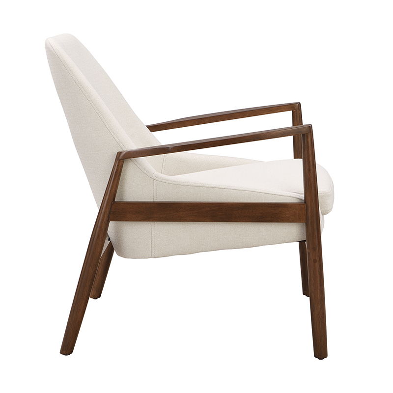 Accent Chair, Mid-Century Modern Armchair With Solid Wood Frame, Reading Leisure Chair With High Back For Living Room - Beige