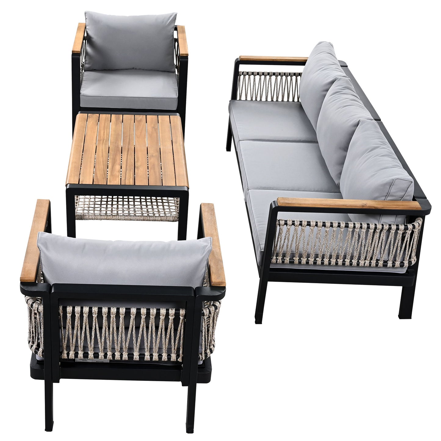 4 Pieces Outdoor Sectional Sofa Set 5 Person Patio Seating Group Outdoor Conversation Set With Cushions And A Coffee Table For Patios, Gardens, Or Balcony - Gray