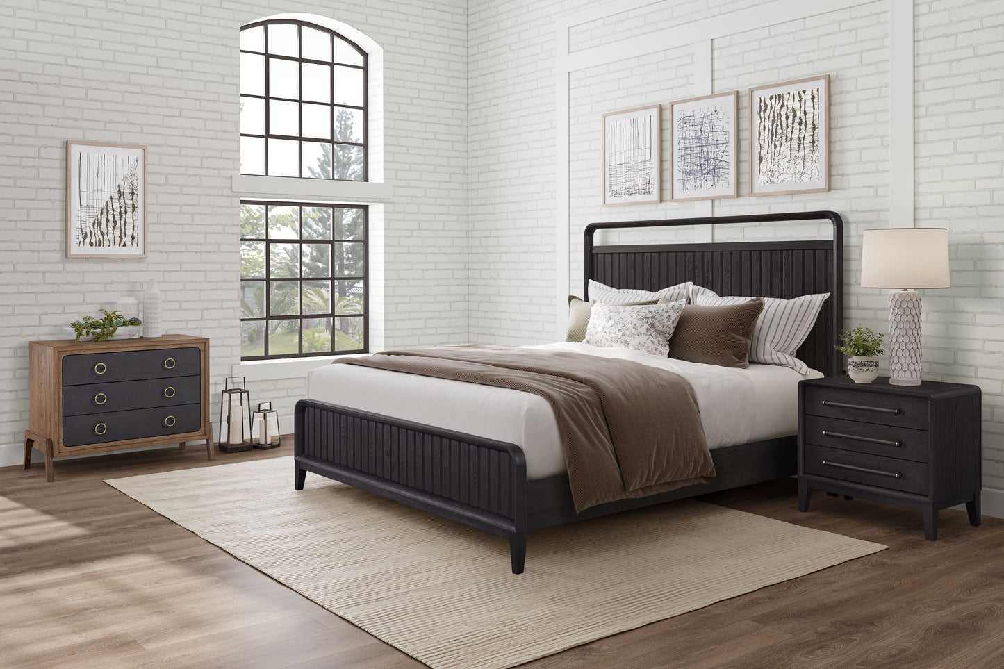 Queen Open Panel Bed - Black