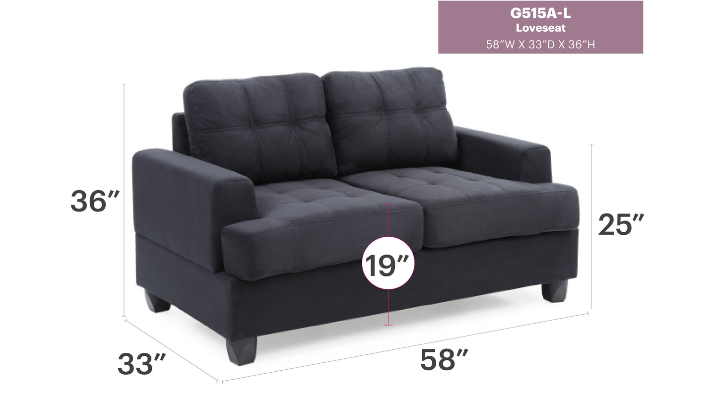 Cozy Transitional Loveseat For Two - Black
