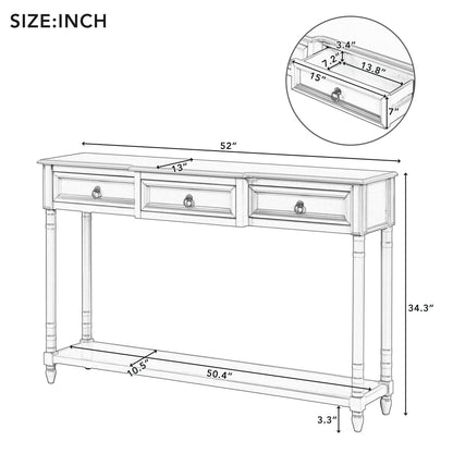 Console Table Sofa Table With Drawers For Entryway With Projecting Drawers And Long Shelf - Espresso