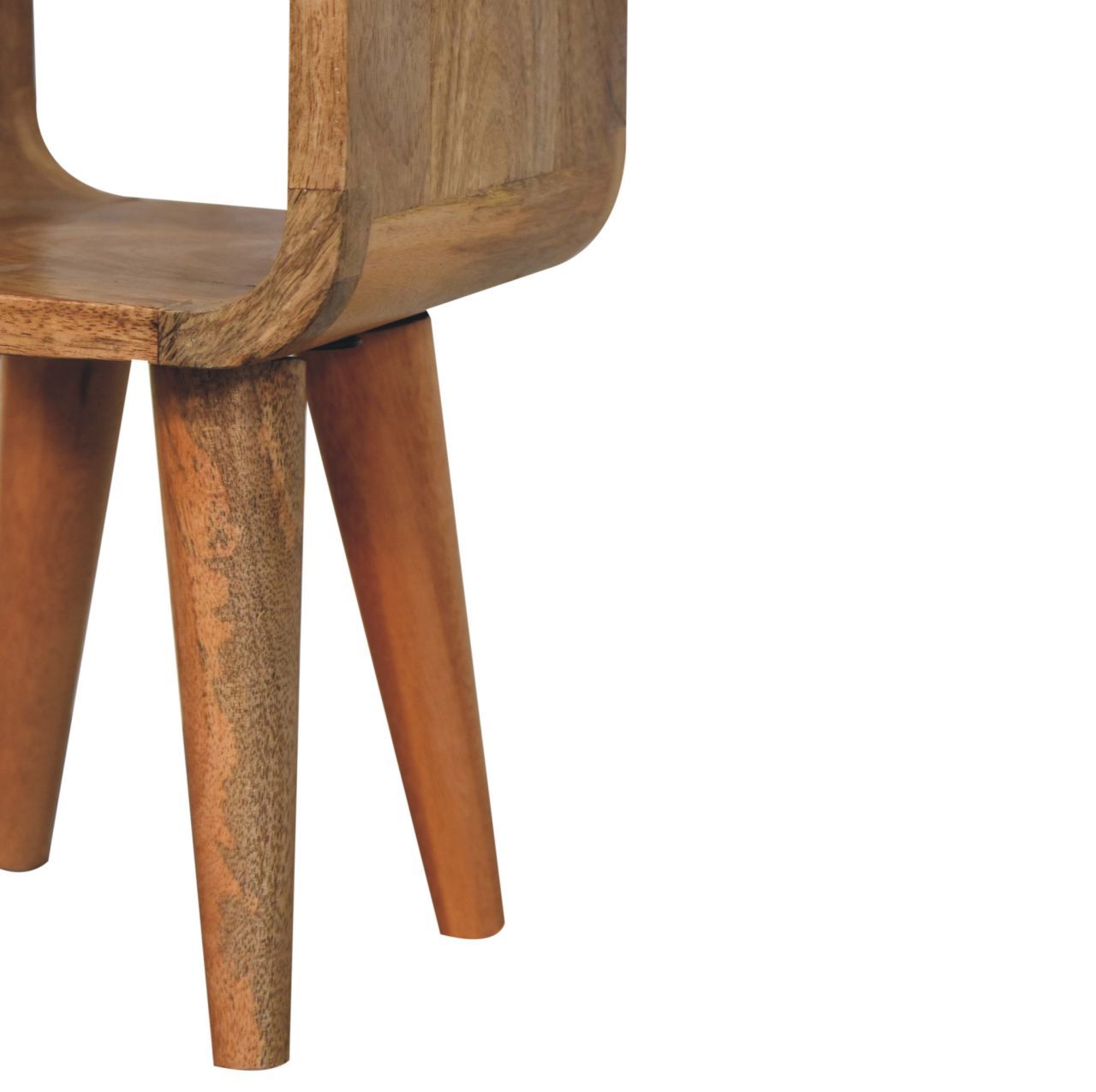 Extra Mini Minimalist Open Curved Bedside Table - Oak