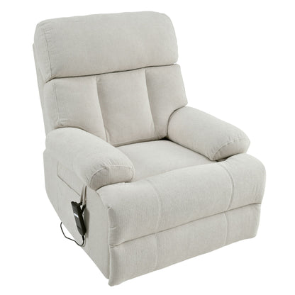 Oversized Power Lift Recliner Chair - Electric Fabric Reclining Sofa Chair With Remote Control, Side Pocket, And Spacious Seat For Home Theater - Light Gray
