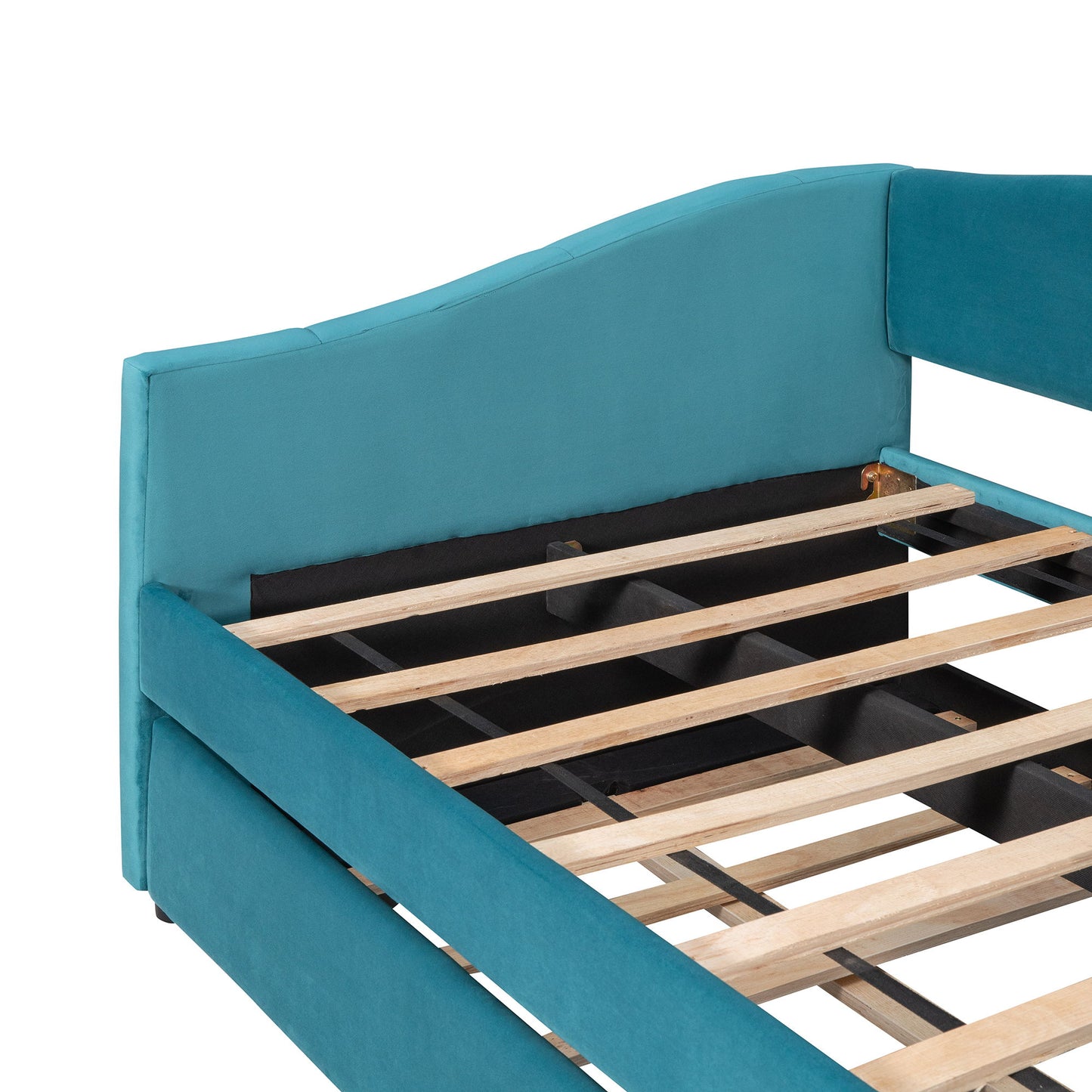 Twin Size Upholstered Daybed Sofa Bed With Trundle And Slat - Blue