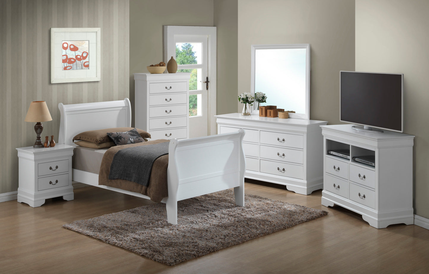 Twin Bed Traditional Charming - White