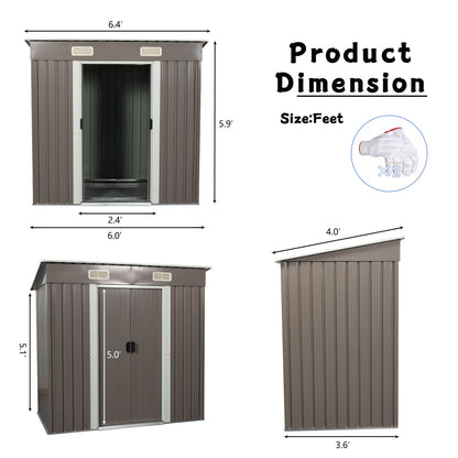 Outdoor Metal Storage Shed - Dark Gray