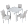 5 Piece Wooden Dining Table Set, Kitchen Table Set With 4 Upholstered Chairs, Wooden Table With Crystal Decoration And Chairs Set For Kitchen, Dining Room - White