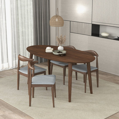Ada - Mid-Century Modern Style Oval Dining Table - Brown