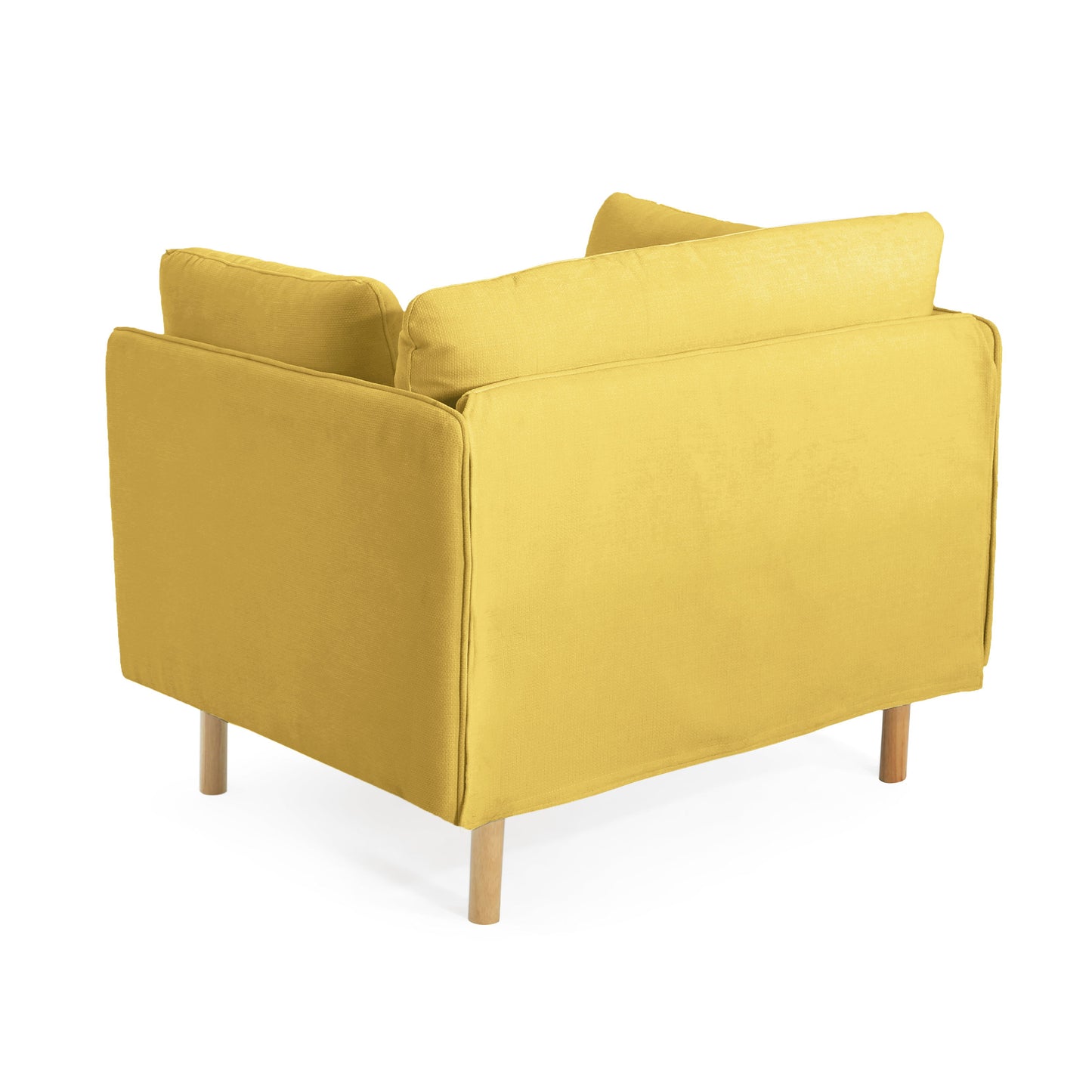 Modern Upholstered Accent Chair With Soft Cushions, Sleek Armrest Design - Yellow
