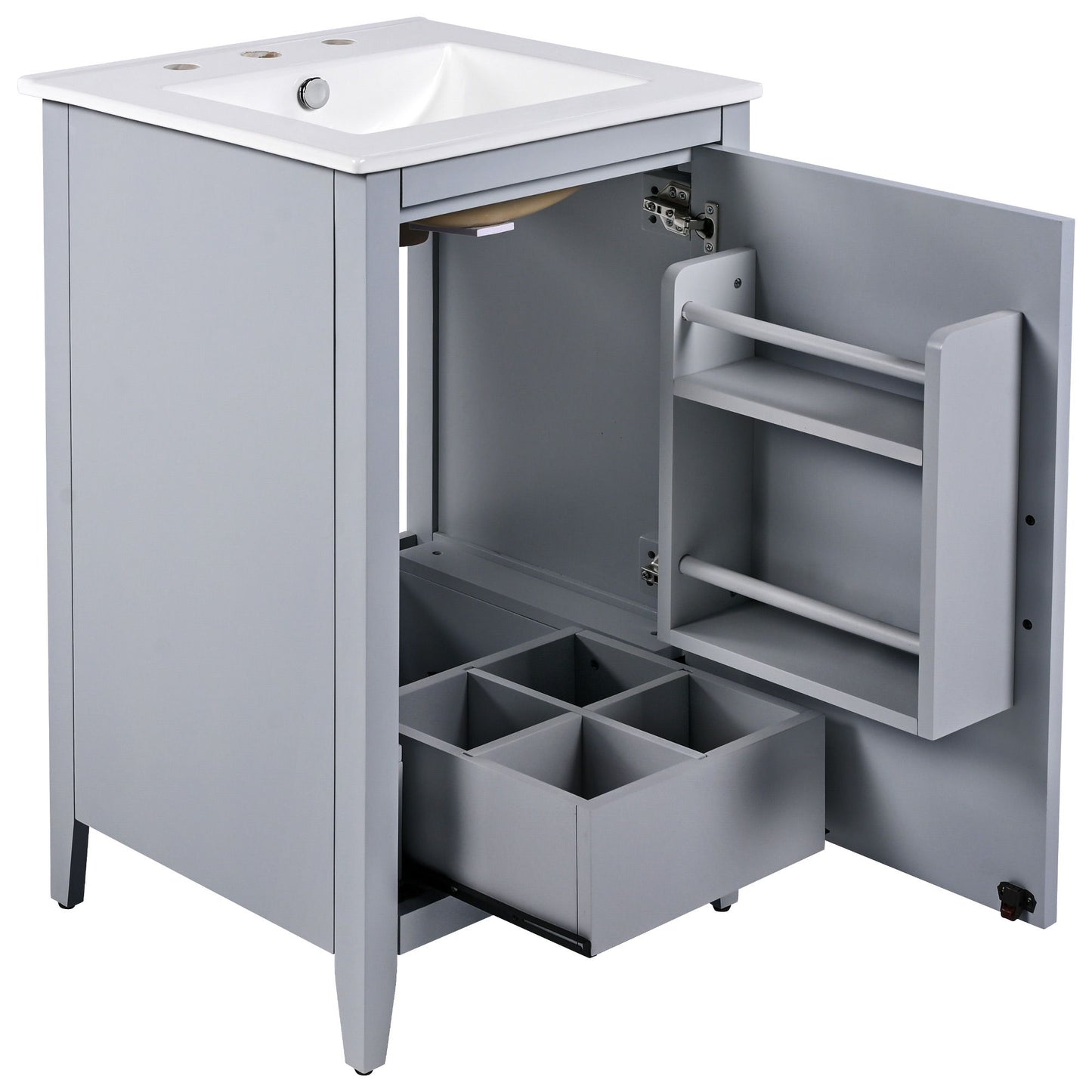 Modern 20.3" Bathroom Vanity With Sink And Functional Storage - Gray