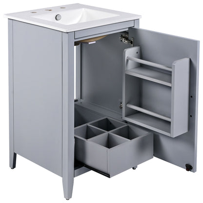 Modern 20.3" Bathroom Vanity With Sink And Functional Storage - Gray