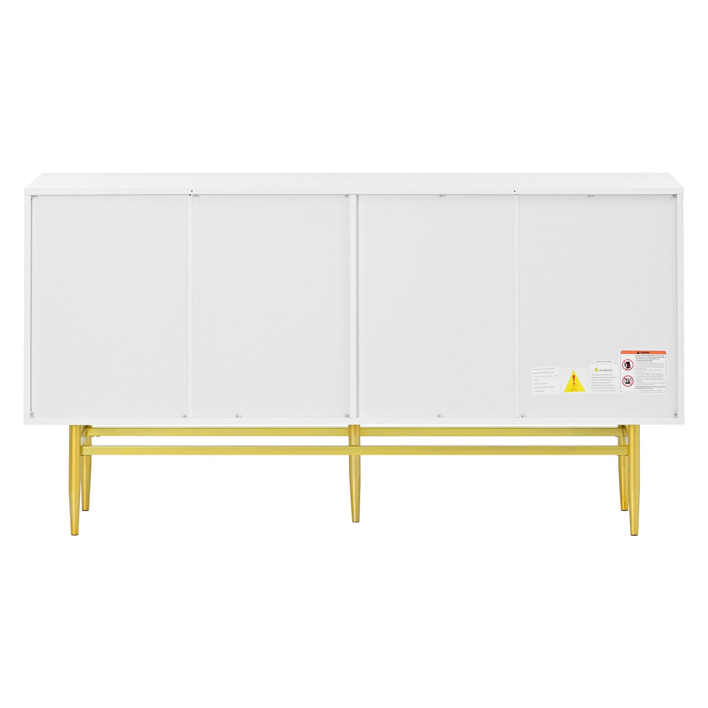 Modern Elegant 4 Door Sideboard Gold Metal Handle Buffet Cabinet For Dining Room, Living Room, Bedroom, Hallway - White