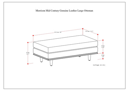 Morrison - Large Rectangular Ottoman - Caramel Brown