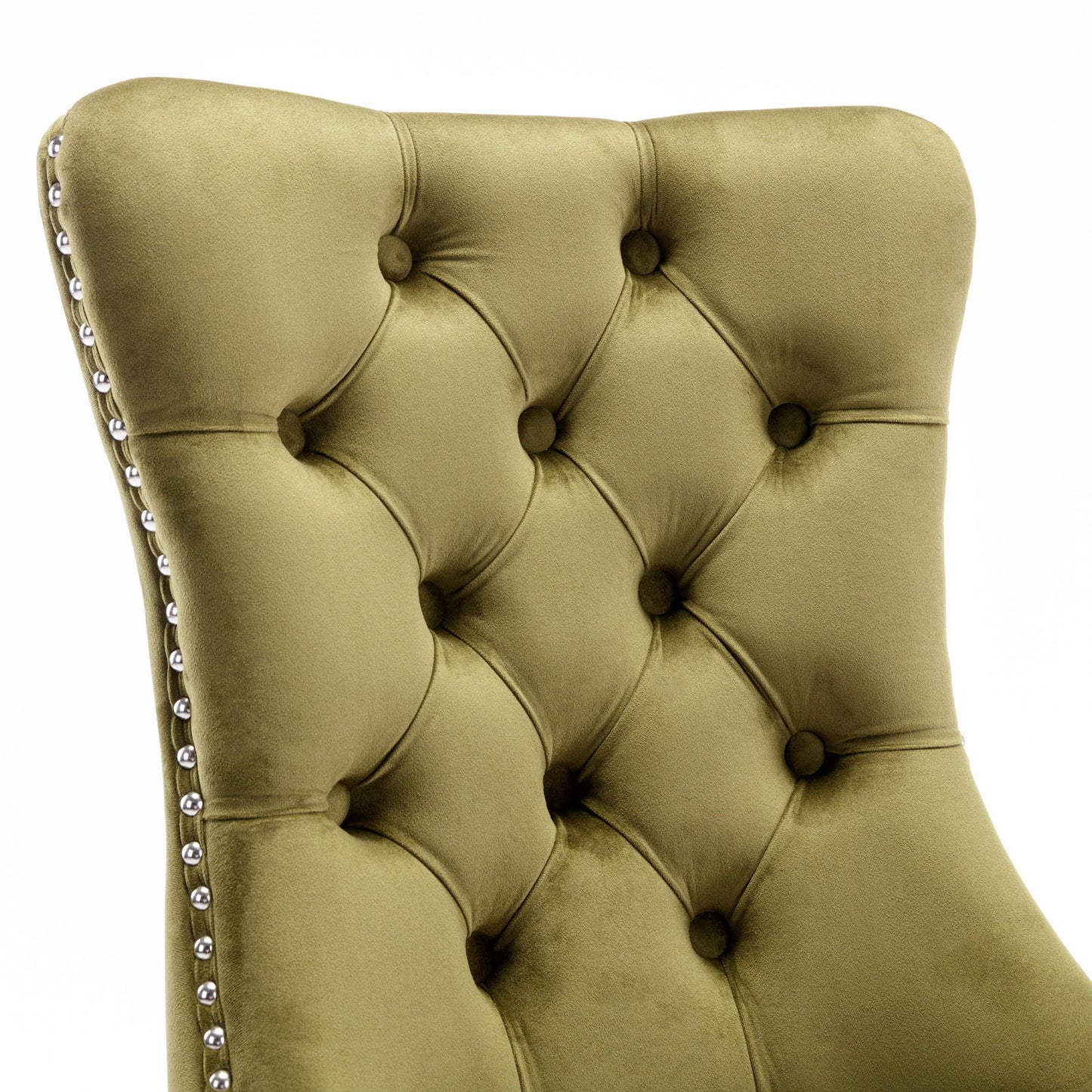 Nikki - Modern, High-End Tufted Solid Wood Contemporary Velvet Upholstered Dining Chair With Wood Legs Nailhead Trim (Set of 2) - Olive Green
