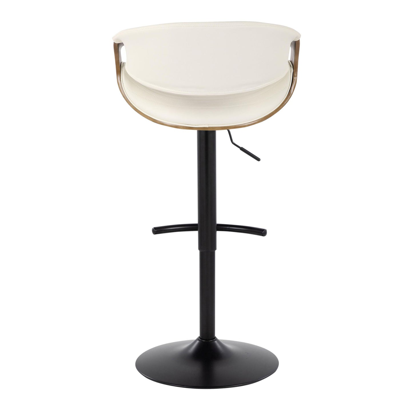 Symphony - Mid-Century Modern Adjustable Barstool With Swivel With Rounded T Footrest (Set of 2) - Black / Light Gray / White