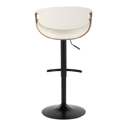 Symphony - Mid-Century Modern Adjustable Barstool With Swivel With Rounded T Footrest (Set of 2) - Black / Light Gray / White