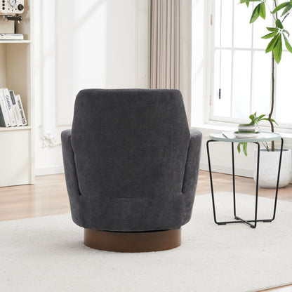 Swivel Barrel Chair, Swivel Accent Chairs Armchair For Living Room, Reading Chairs For Bedroom Comfy, Round Barrel Chairs With Gold Stainless Steel Base - Dark Gray
