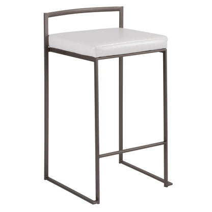 Fuji - Industrial Stackable Counter Stool (Set of 3) - White