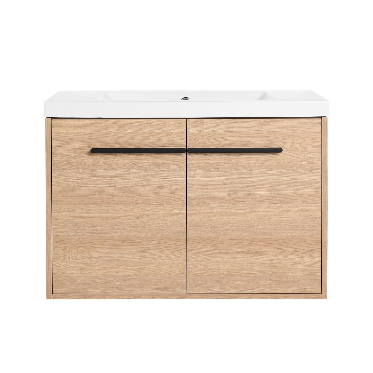 Bathroom Vanity With Resin Countertop Sink, 30" 2 Doors Cabinet Set - Oak