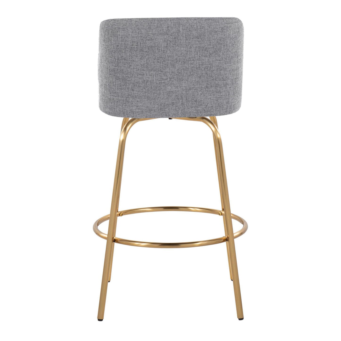 Toriano - Contemporary Fixed Height Counter Stool With Swivel And Round Footrest (Set of 2) - Gray / Gold