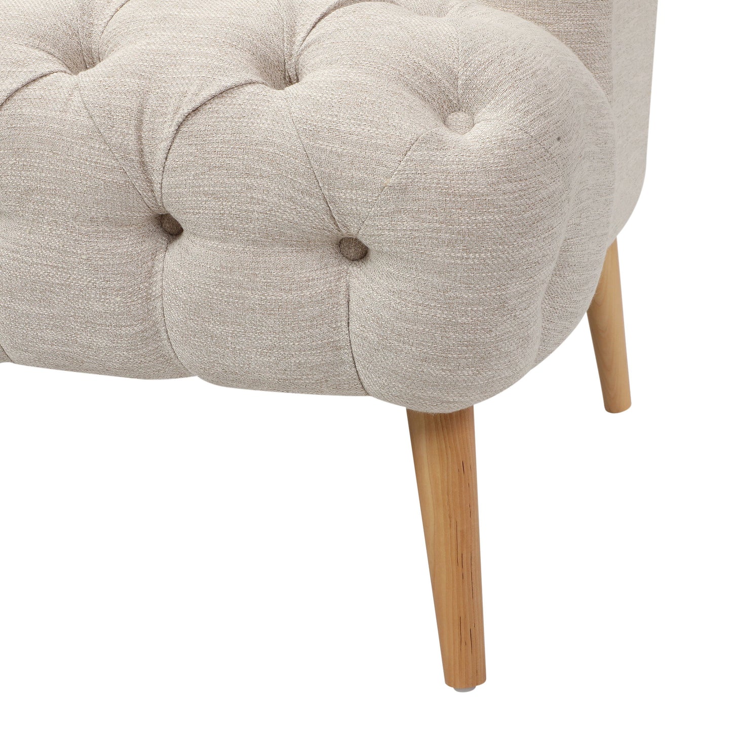 Comfy 3 Seat Sofa With Wooden Legs, For Living Room And Study - Beige