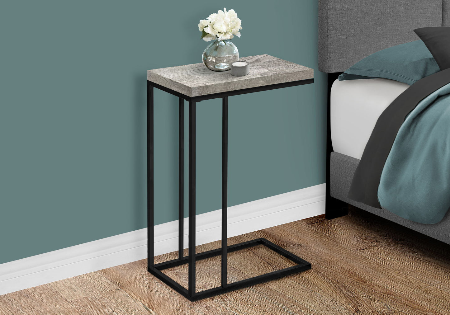 Accent Table, C - Shaped, Contemporary Stylish - Gray
