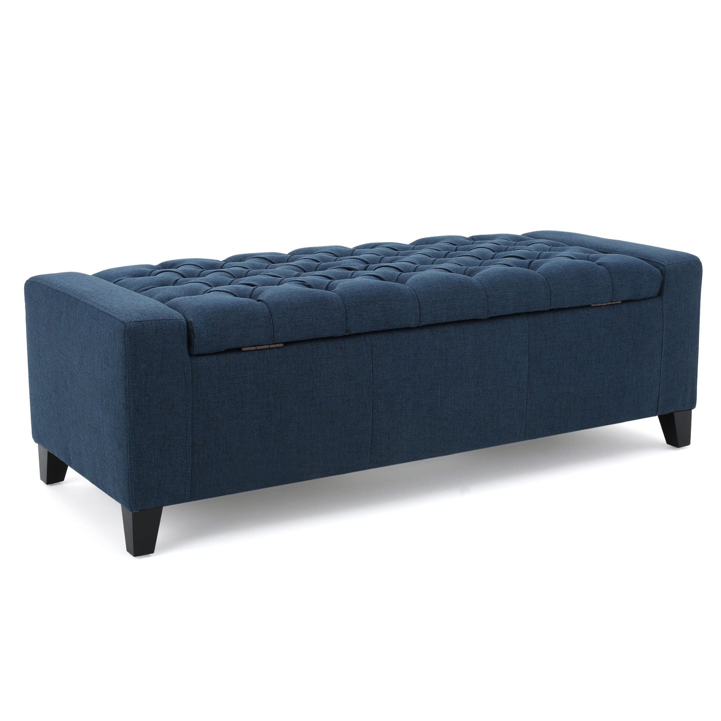 Guernsey - Ottoman Fabric Storage With Tufted Top - Navy Blue