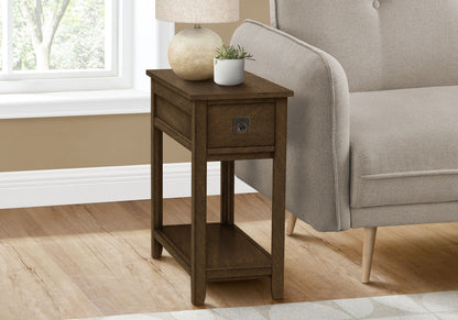 Accent End Table, Narrow, Storage Drawer, Transitional - Espresso