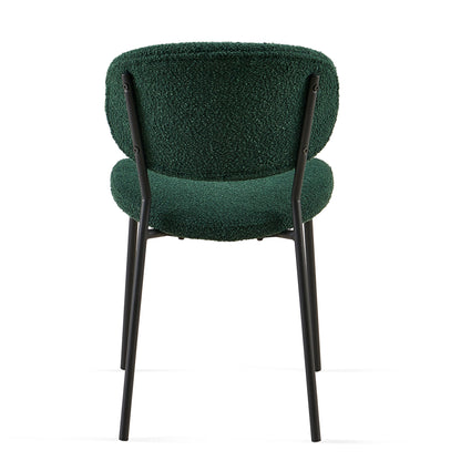 Boucle Dining Chairs, Dining Chairs With Metal Legs For Dining Room, Kitchen, Living Room (Set of 2) - Dark Green