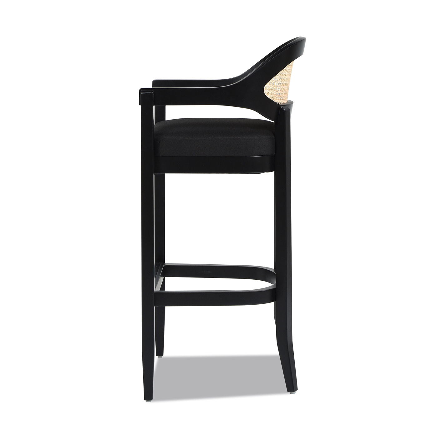 Americana - Mid-Century Modern Cane Back Bar Stool - Jet Black