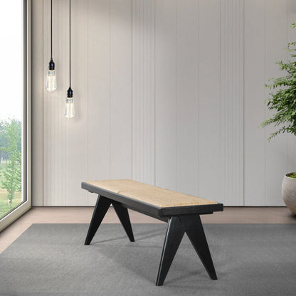 Keira - Bench - Black / Rattan
