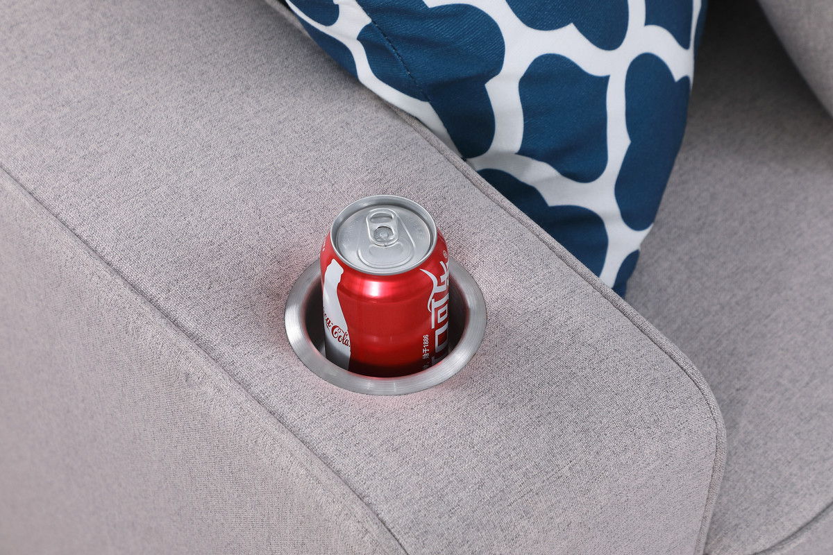 Cooper - 7 Piece Reversible L-Shape Sectional Sofa & Ottoman And Cupholder - Light Gray