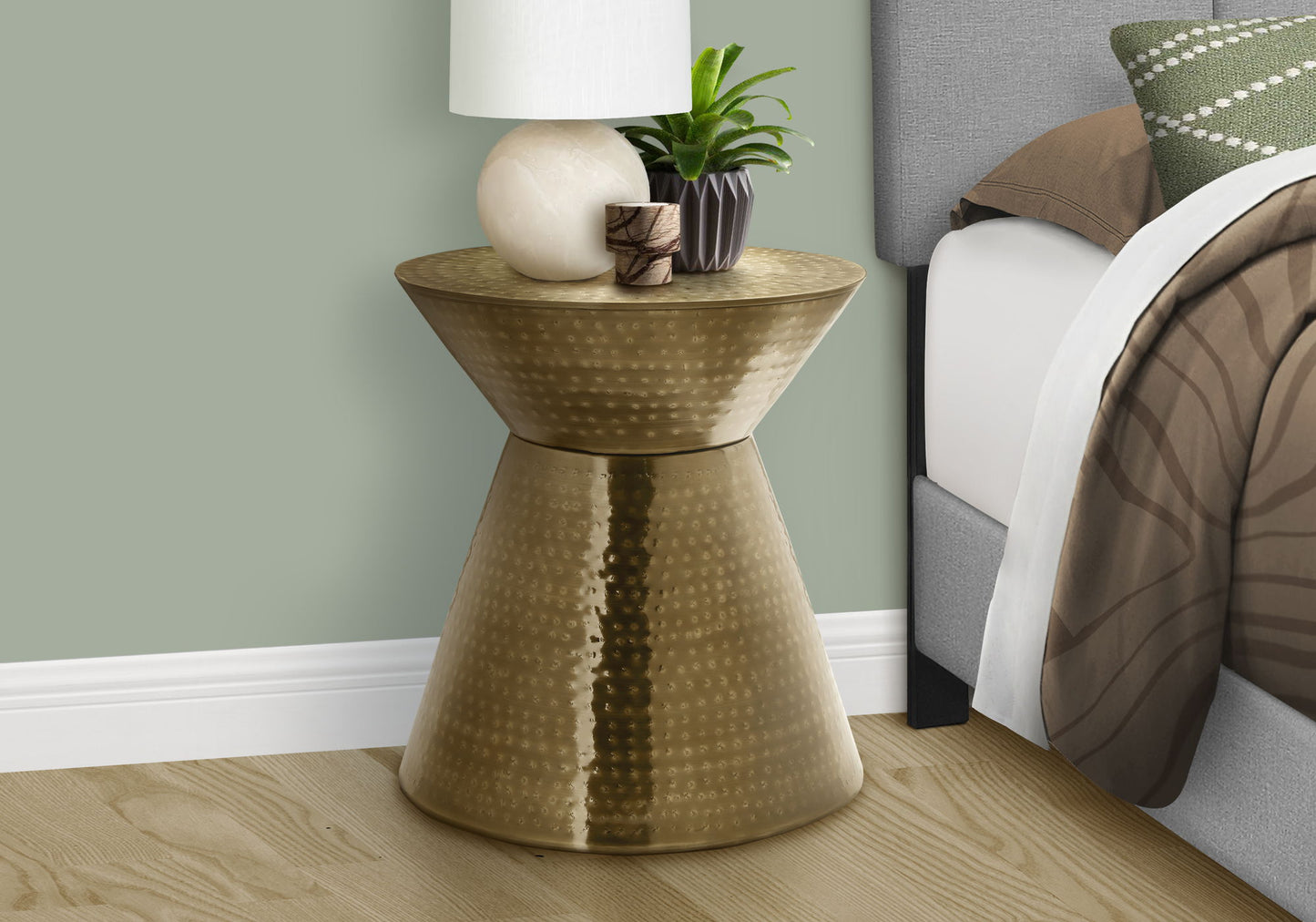 Drum Accent Side Table, Contemporary, Elegant Design - Gold