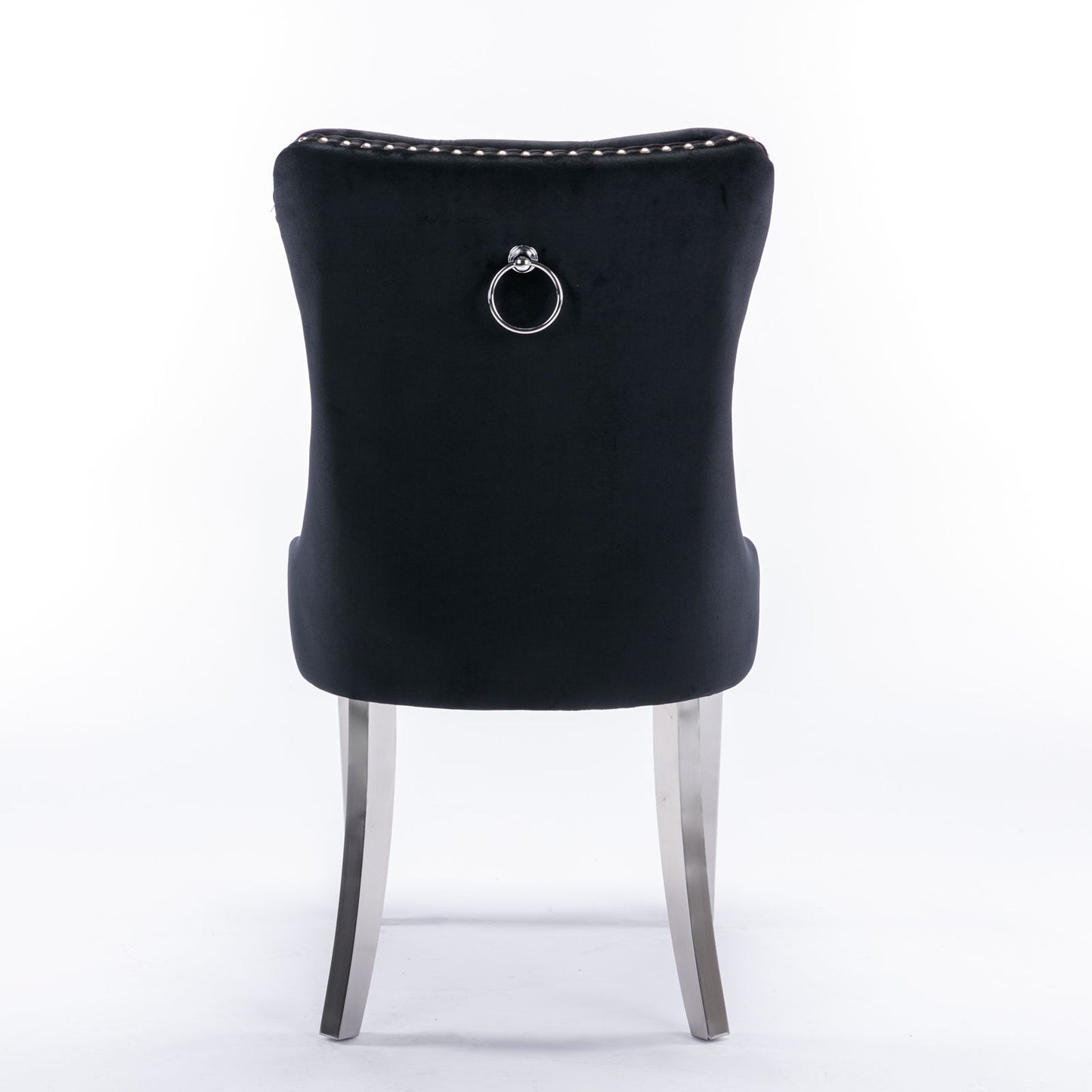 Nikki - Modern, High-End Tufted Solid Wood Contemporary Velvet Upholstered Dining Chair With Chrome Stainless Steel Plating Legs, Nailhead Trim (Set of 2) - Black / Chrome