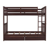 Twin Over Twin Bunk Bed With Ladders And 2 Storage Drawers - Espresso