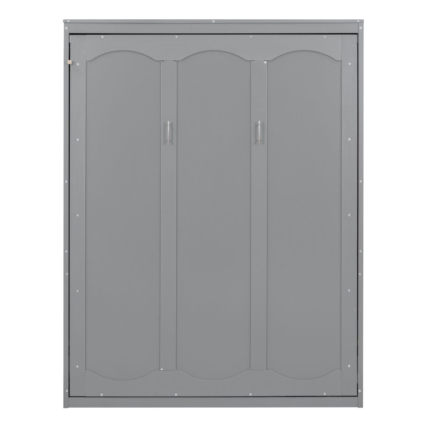 Queen Size Murphy Wall Bed With Shelves, Space Saving And Construction - Gray