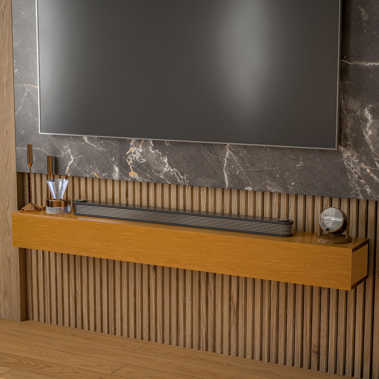 60'' Fireplace Mantel Wooden Wall Mounted Floating Shelf 8" Deep Solid Pine Wood - Natural