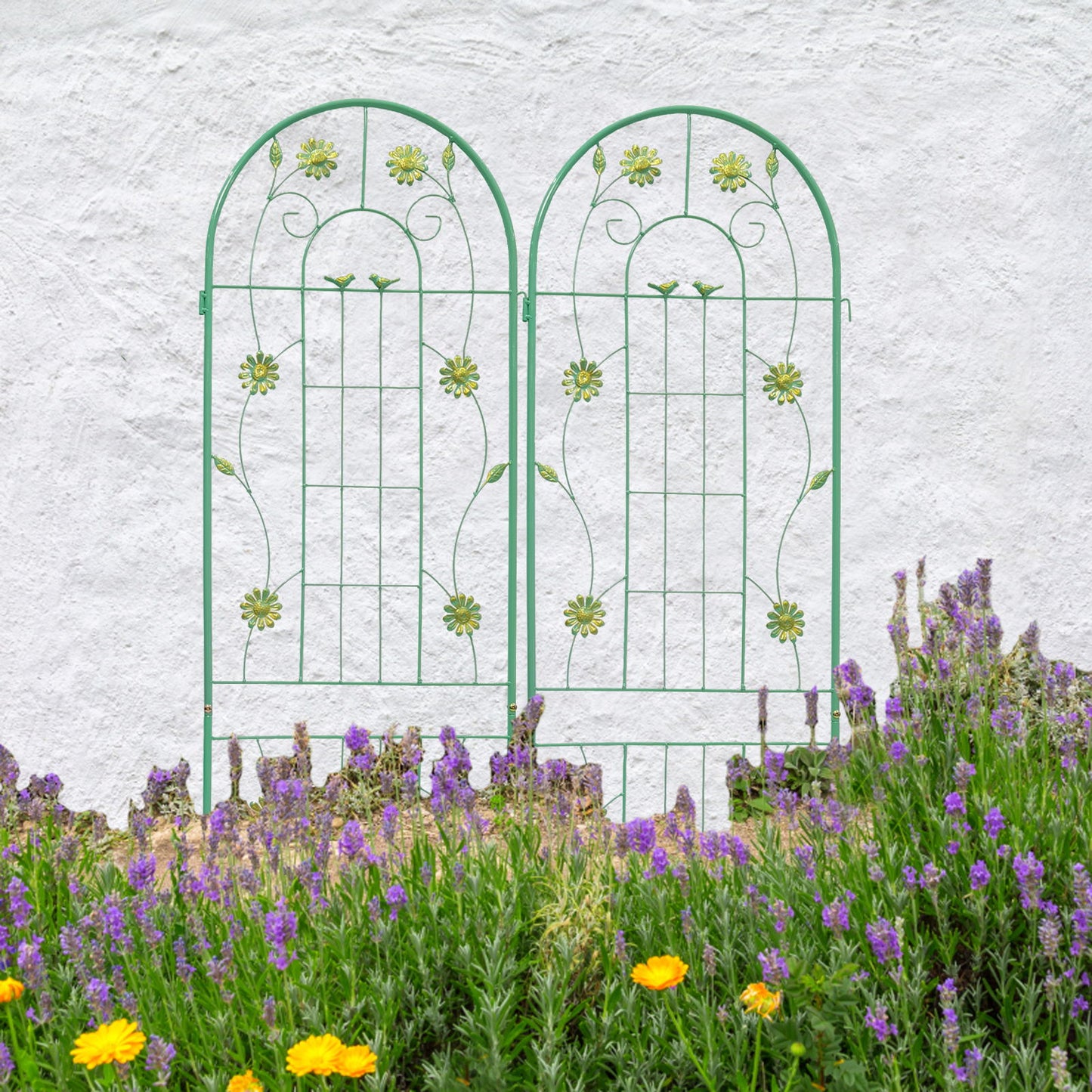 4 Pack Metal Garden Trellis Rustproof Trellis For Climbing Plants Outdoor Flower Support - Green