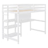 Twin Size Loft Bed With Shelves, Desk And Writing Board - White