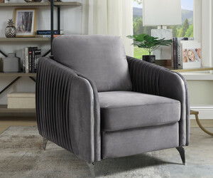 Hathaway - Velvet Modern Chic Accent Armchair - Gray