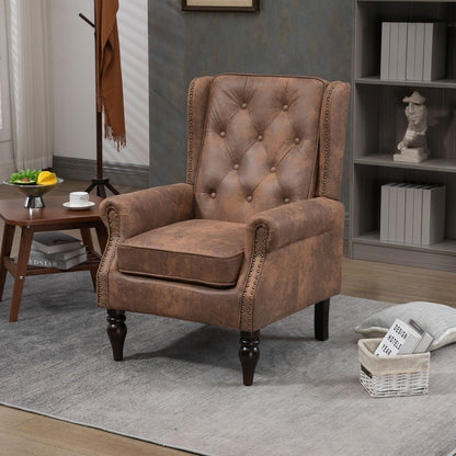 Modern Wood Frame Armchair With Sturdy Wood Legs And Microsuede Upholstery For Living Room