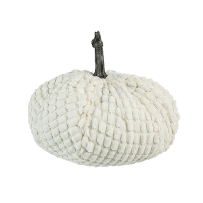 Chenille Weighted Pumpkin Ornament Decor For Holiday Harvest Festival Fall Festival & Thanksgiving (Set of 2) - White