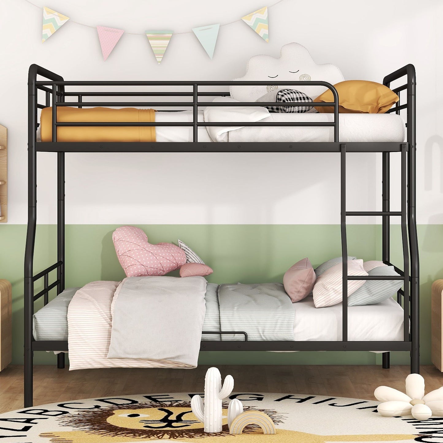Full Long Over Queen Bunk Bed - Black