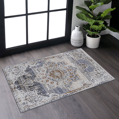 Payas - 2' X 3' Medallion Area Rug - Cream / Gold