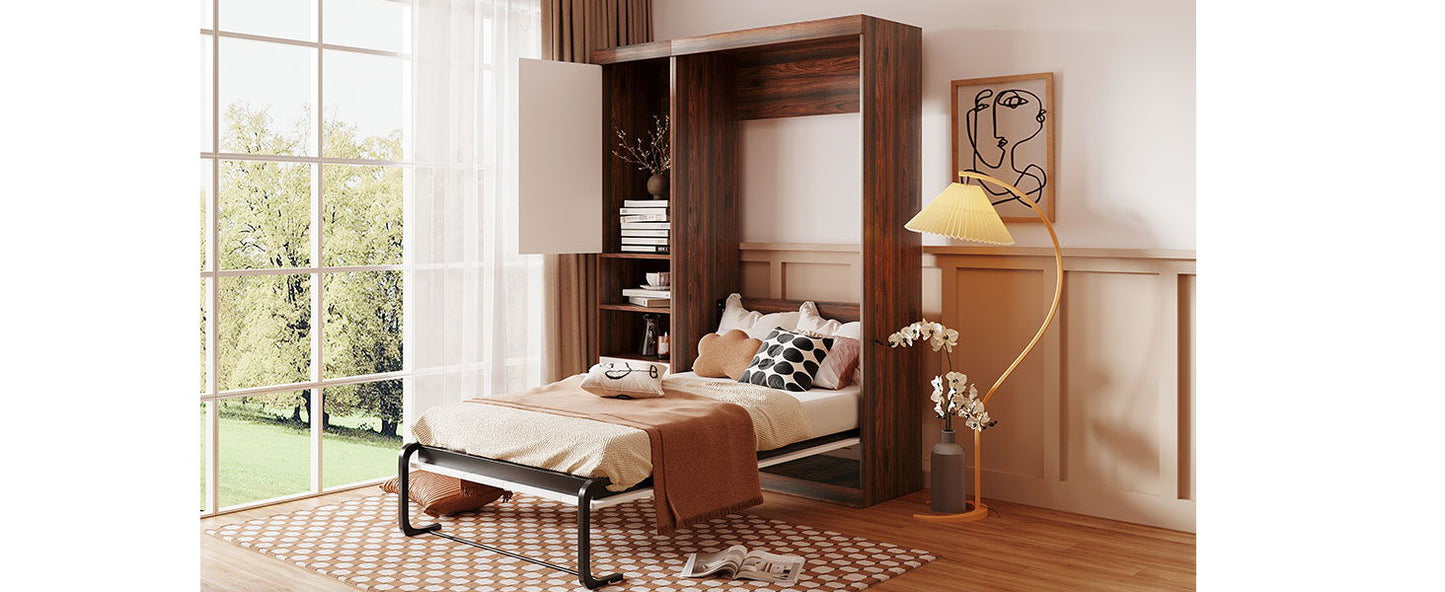 Twin Size Murphy Wall Bed With Cabinet - White