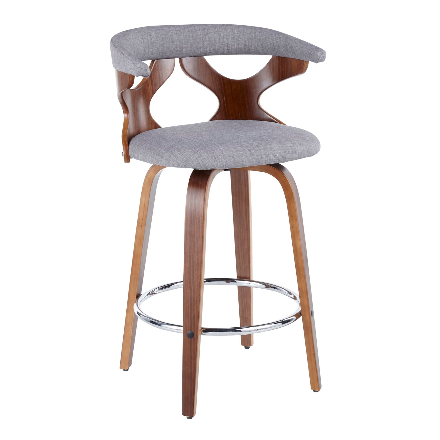 Gardenia - Mid-Century Modern Counter Stool (Set of 2) - Walnut / Light Gray