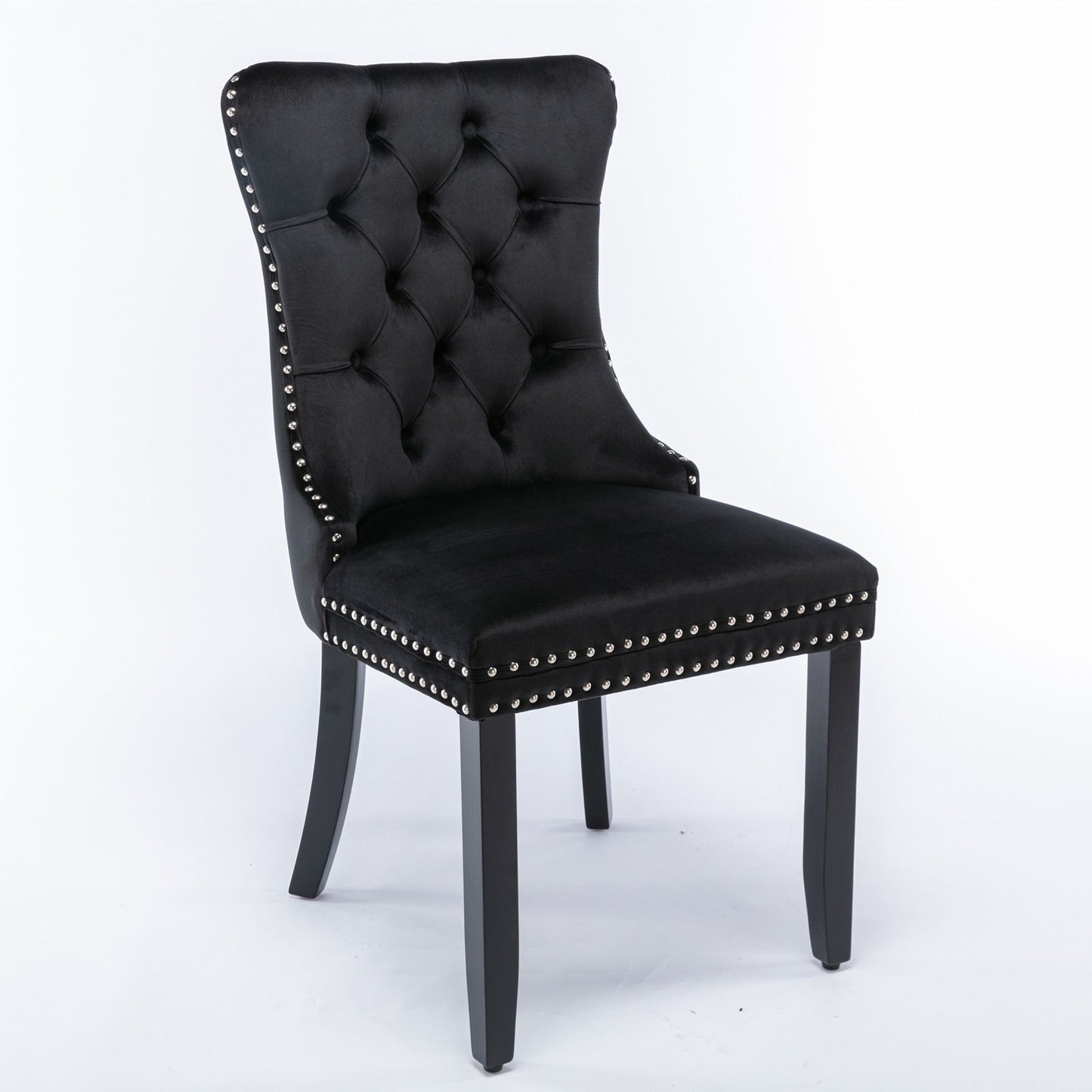 Nikki - Modern, High-End Tufted Solid Wood Contemporary Velvet Upholstered Dining Chair With Wood Legs Nailhead Trim (Set of 2) - Black