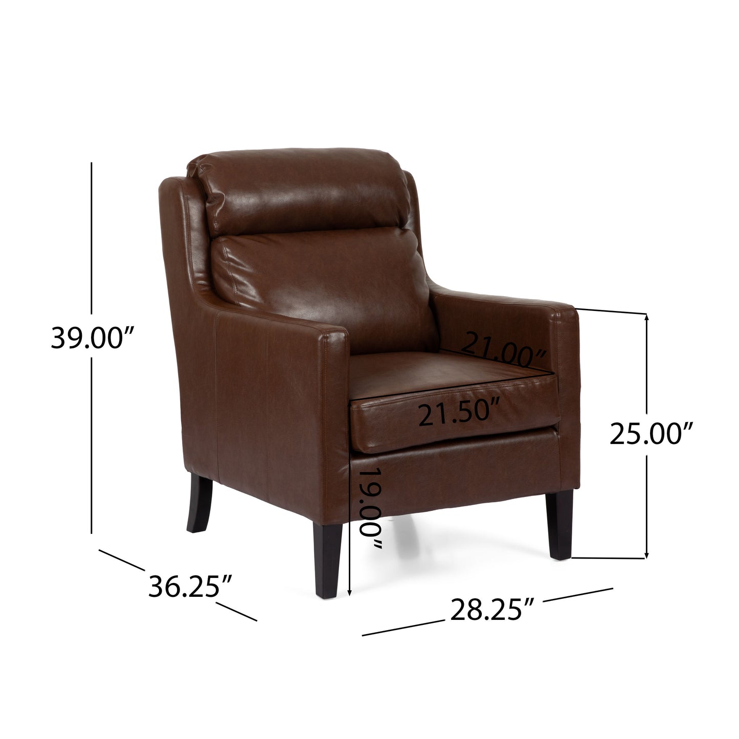 Contemporary Club Chair With Waterfall Back - Dark Brown