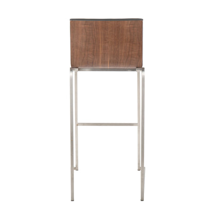 Mason Mara - Contemporary Fixed Height Barstool (Set of 2) - Walnut / Gray